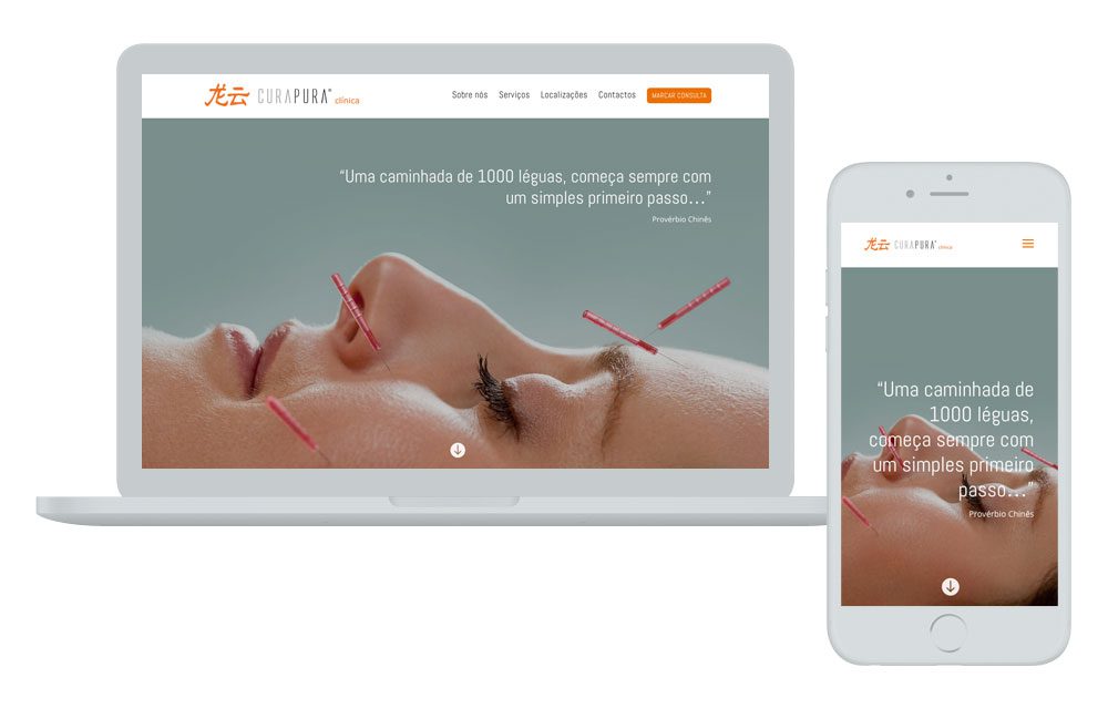 Site Cura Pura desktop e móvel
